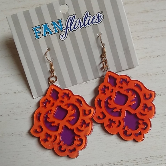 😻 3 For $15 Orange & Purple Big Lucite Dangles - Picture 3 of 3